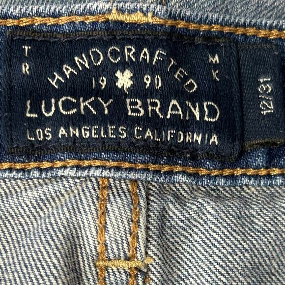 Lucky Brand Roll Up Denim Shorts Distressed High Rise Blue Boho Size 12 / 31 - Picture 4 of 13